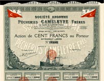 Societe Anonyme des Pecheries Cameleyre Freres - Stock Certificate